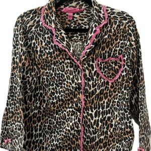 🦃Vintage Y2K Betsey Johnson Leopard Pajama Top